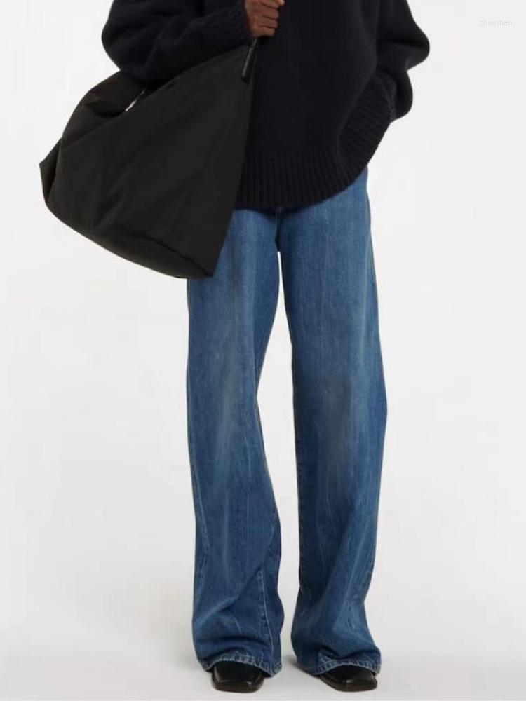 

Women' Jeans Women Pants 2022 Spring Summer Minimalist Classic Aged Eco-friendly Washed Wide-legged, Blue