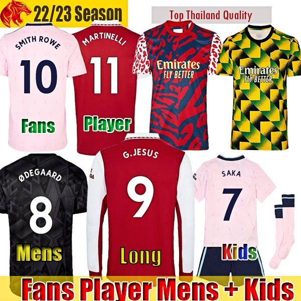 

22 23 SMITH ROWE Soccer Jerseys G.JESUS SAKA ARSENAL SALIBA 2022 2023 Fans Player version Gunners ODEGAARD Football Shirt MARTINELLI Long Jersey Mens Kids kit 1128, Pre match shirt