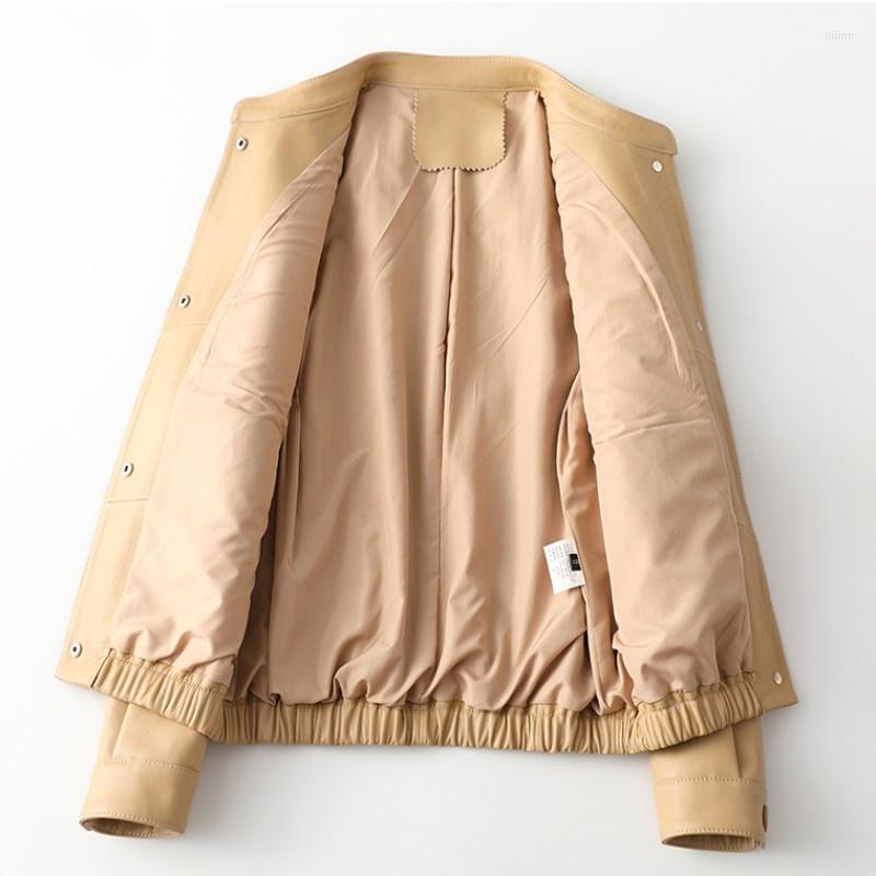 

Women's Leather Autumn 2022 Spring Genuine Jacket Women Stand Collar Slim Fit Casual Motorcycle Short Coat Female Real Sheepskin Coats, Black