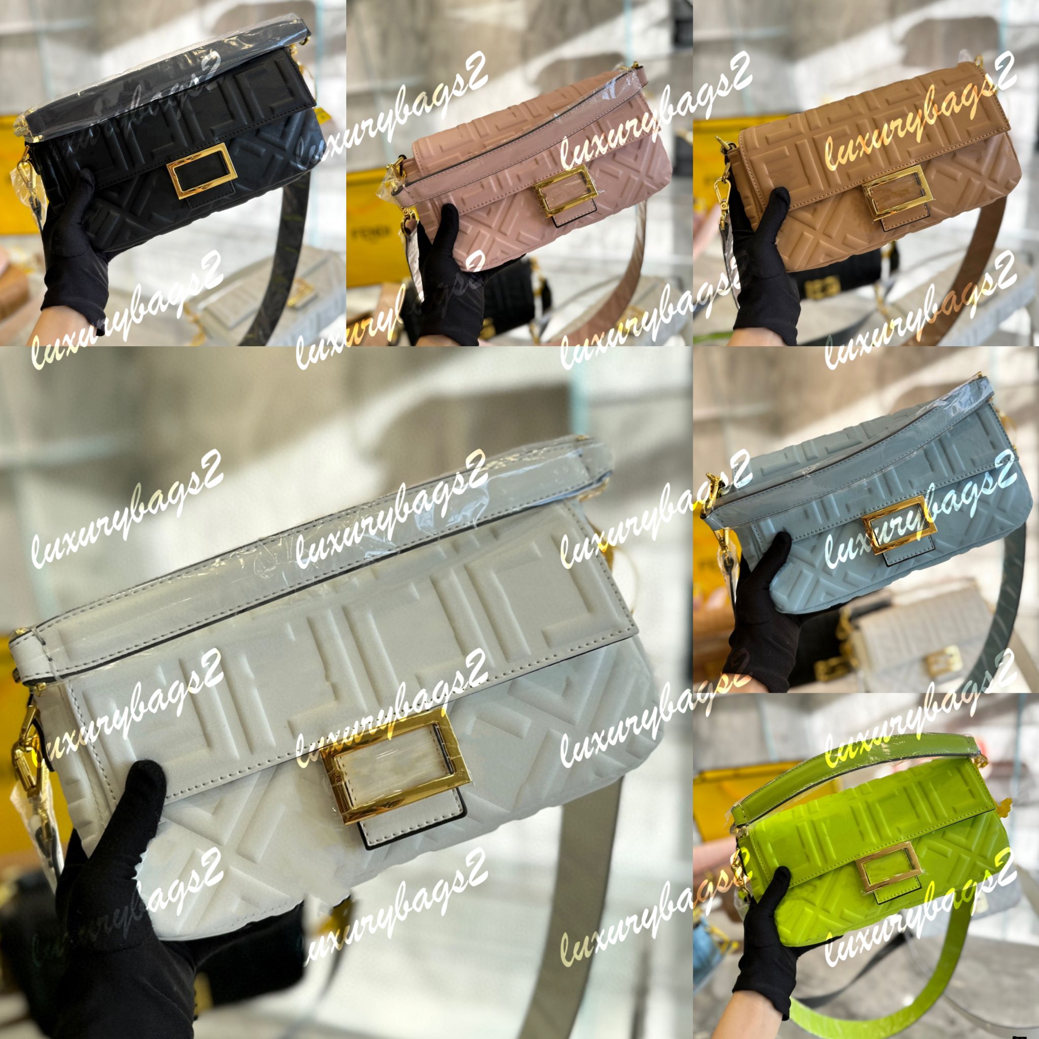 

5A Baguette Mini Handbag Designers Message Bag Classic Flap Handbags Crossbody Bags 27cm Genuine Leather 6 Colors Luxurious Women Designer Handbags Lambs Shoulder, Black