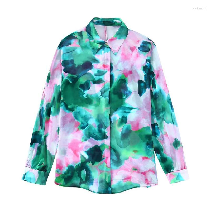 

Women's Blouses Women's & Shirts Women's Printed Drape Casual Shirt Chic Long Sleeve Vintage Fashion Lapel Female Elegant Blouse, Multi