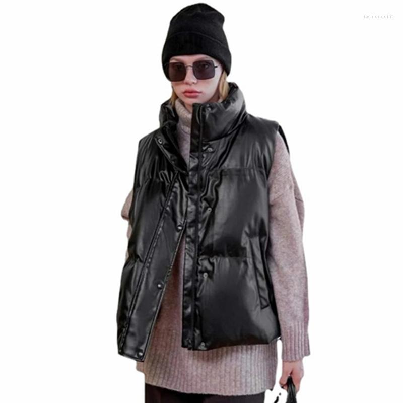 

Women' Vests Fashion Streetwear Women Puffy Vest Winter Thick Parkas Jacket Black Female Coats Down Waistcoat Loose Lady