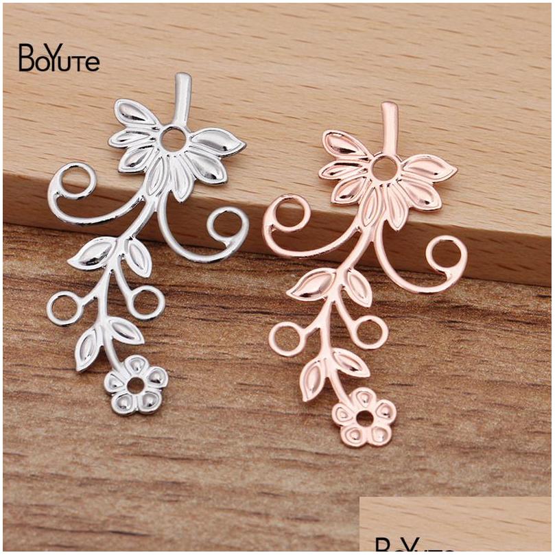 

Charms 100Pcs 40X22Mm European Flower Connector Charms Metal Brass Diy Filigree Findings Drop Delivery Jewelry Components Dhkzb