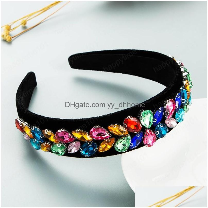 

Headbands Vintage Crystal Leaf Headhands Elegant Geometric Gem Diamond Beaded Hairband Girls Party Jewelry Tiara Crowns Drop Deliver Dhuxa