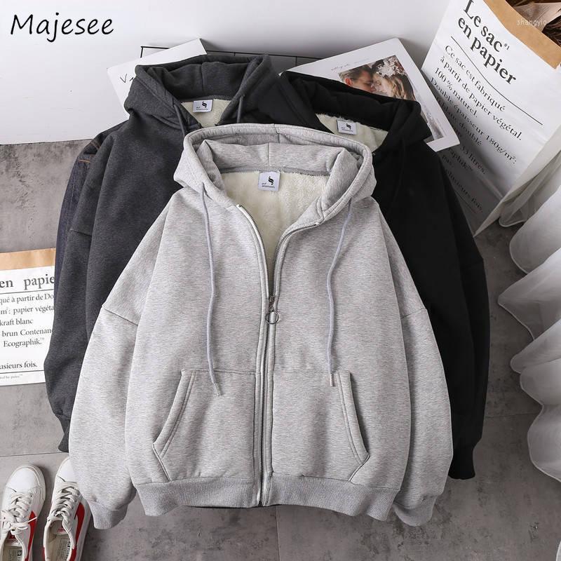 

Men's Hoodies Men Loose Zipper Autumn Winter Thicken Outerwear Harajuku Casual Long Sleeve Hooded Sweatshirts Teens Streetwear S-5XL, Gray regular