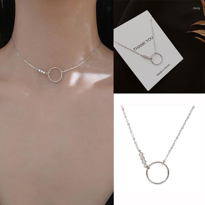 

Choker Trendy Necklace For Women Geometry Zircon Rings Pendant Necklaces Girl Clavicle Chain Lady Brand Jewelry Collier