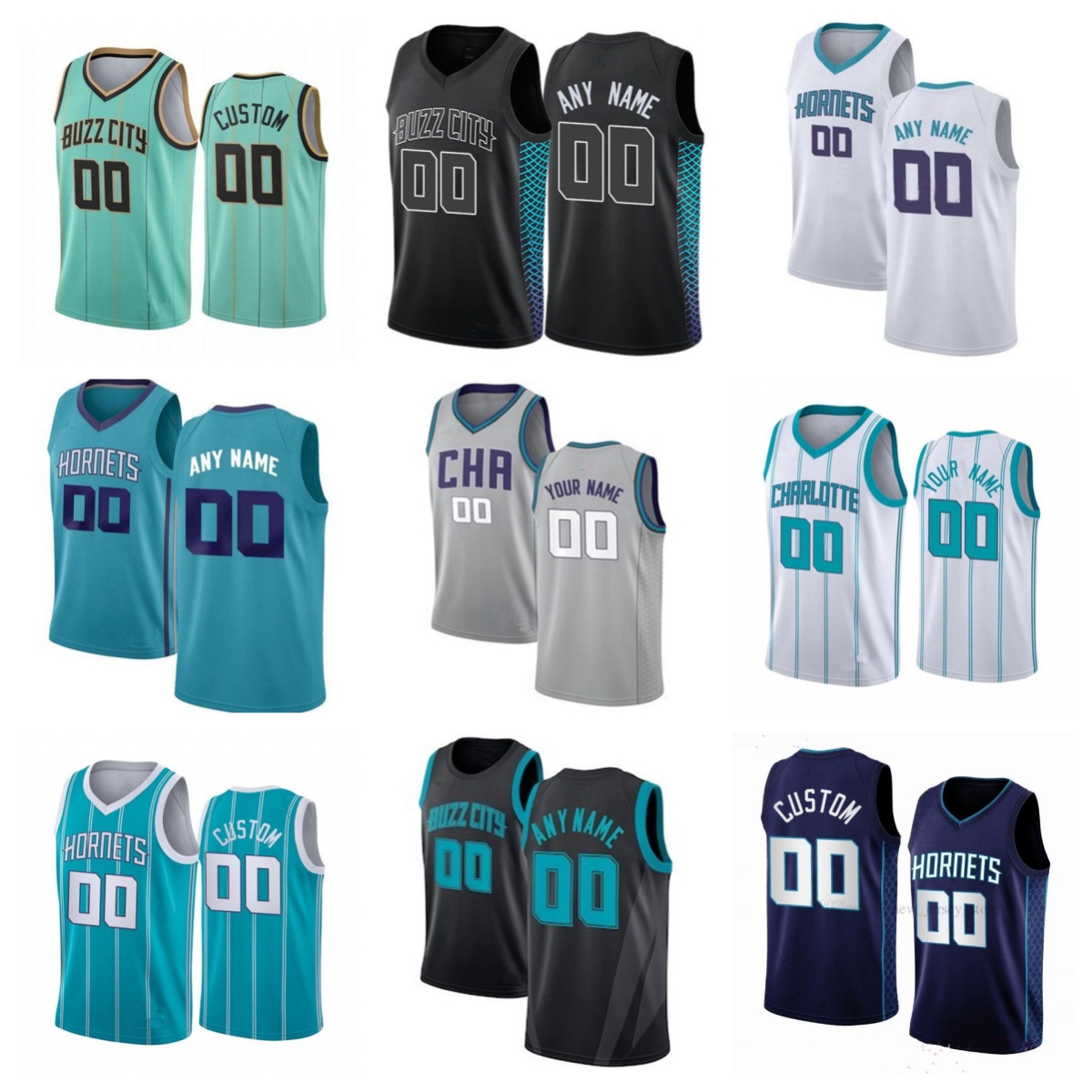 

Charlotte''Hornets''Custom Mens Womens Youth 24 Mason Plumlee 6 Jalen McDaniels 8 Dennis Smith Jr. 11 Cody Martin 4 Nick Richards Basketball Jersey, Colour