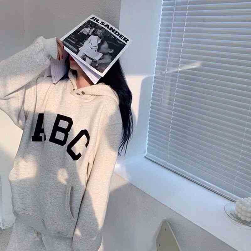 

Line Designer Luxury Men' Hoodies Main Cotton Comfortable Sweatshirt of Goddess Season Letter Sweater High Street Loose HJRC, Milky grey