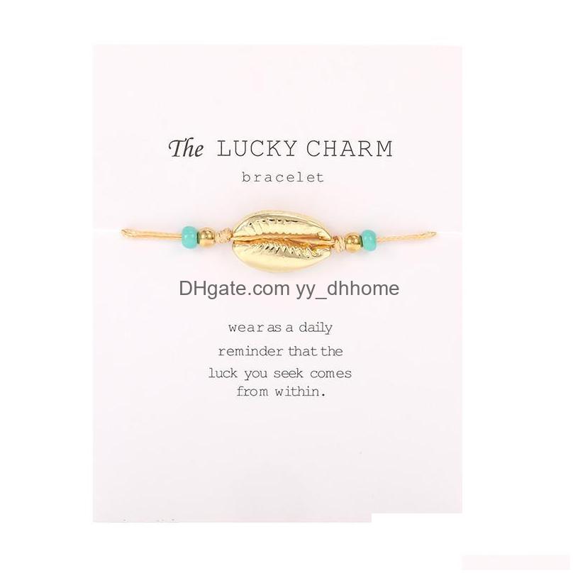 

Charm Bracelets Shell Alloy Bracelet Adjustable Colorf String Rope Bracelets Gold Charm Family Couple Gift Jewelry Wholesale Drop Del Dh1Vy