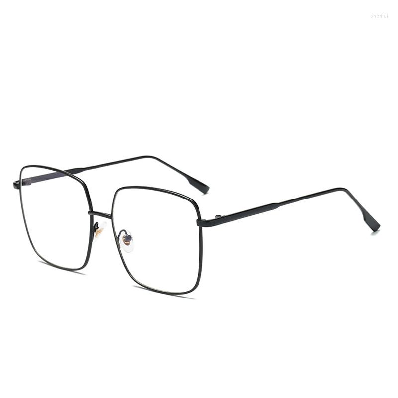 

Sunglasses Frames Large Square Metal Glasses Women Oversize Gold Silver Eyewear Nearsight Eyeglasses Myopia Spectacles
