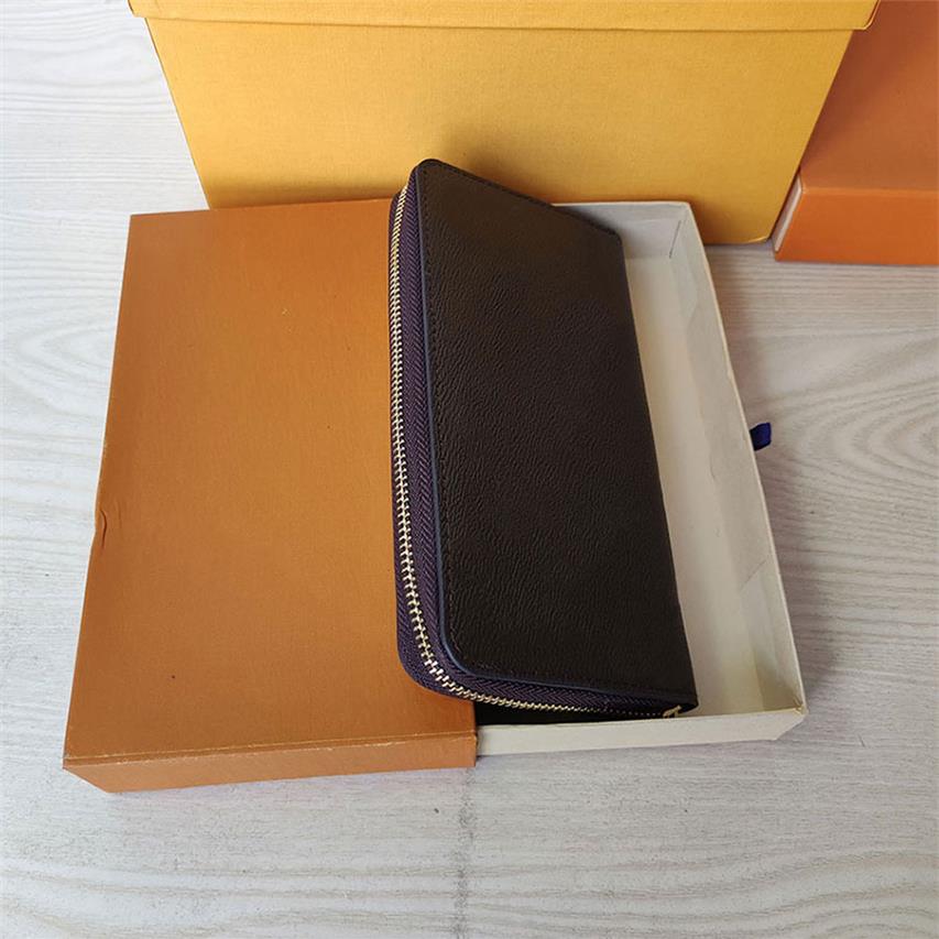 

Whole Luxury wallet lattice High quality fashion Holders single zipper designer men women leather wallets letter lady ladies l262S, Coffee grid