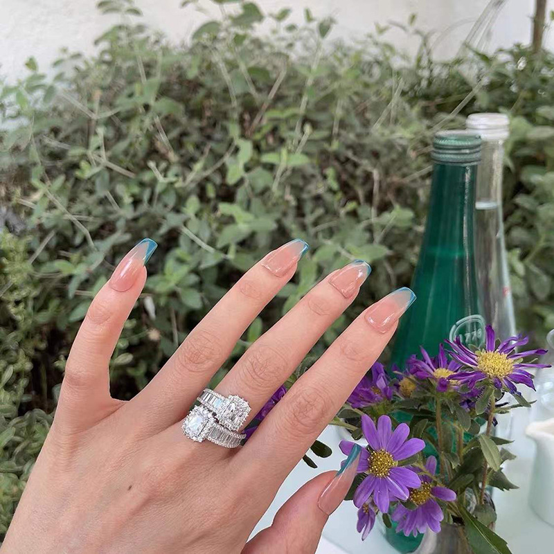 

Real 100% 925 Sterling Silver Wedding Rings for Women Princess-cut Engagement Rings sets Simulated Diamond Platinum Resizable ring Jewelry