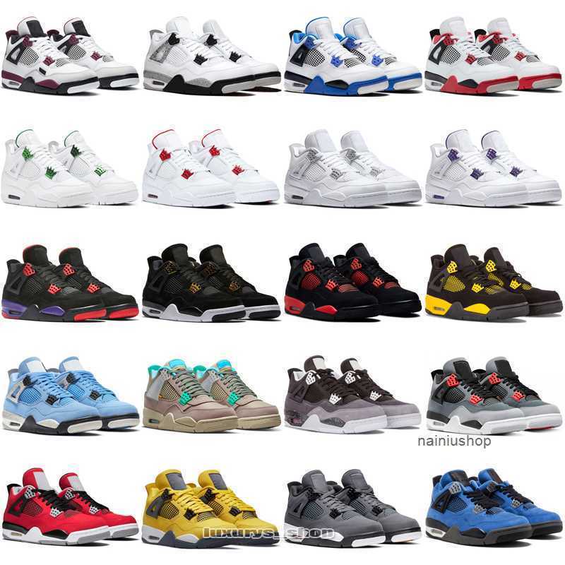 

Jorden Jordam Jorda Jordens 4 Jumpman 4s SLIPPER Basketball Shoes Mens Womens Black Cat White Oreo Red Thunder Canyon Purple Blue S8 Men JORDON