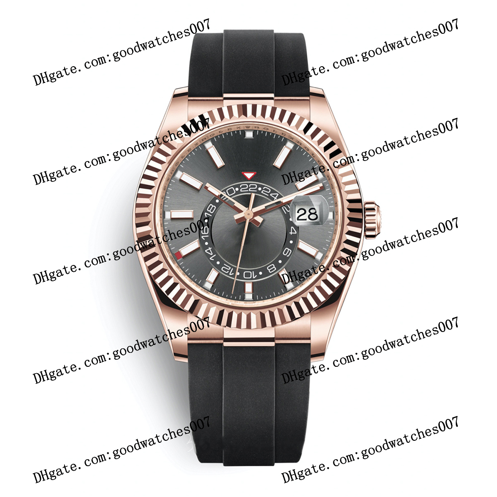 

Highquality watch 2813 sports automatic machine 326235 watchs 42mm dark gray dial 316L stainless steel 18k rose gold black rubber strap men's watch 326239 wristwatch