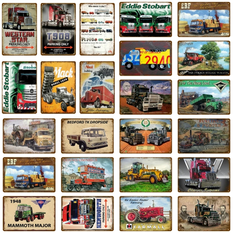

Heavy Duty Trucks Car Metal Painting Farmall Farming Farm Tractors Poster Vintage Wall Painting Plaque Pub Garage Club Decor 20cmx30cm Woo