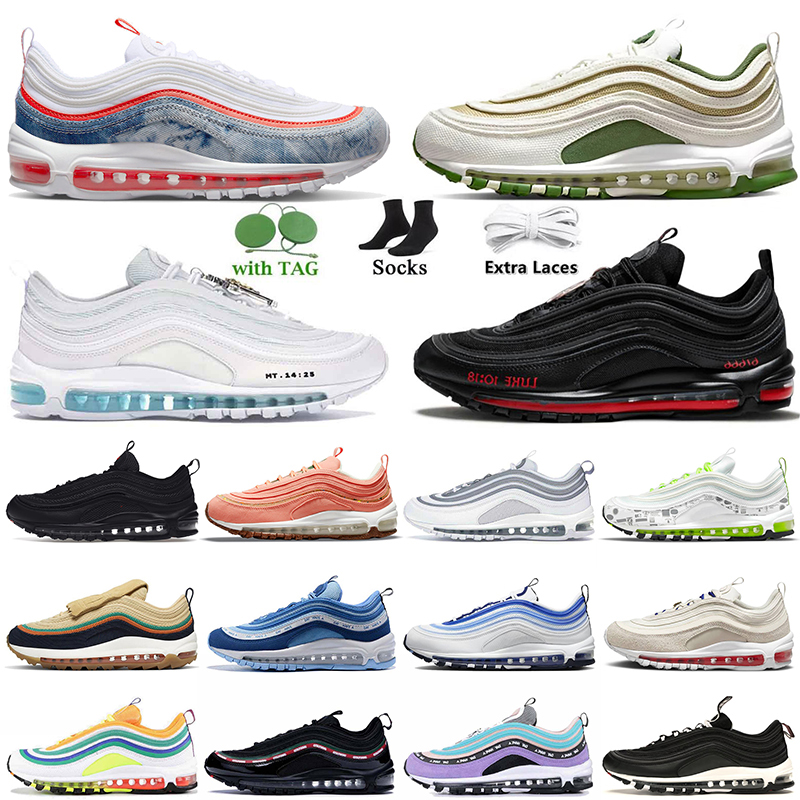 

2023 Mens Women 97s Running Shoes Satan Airmaxs97 Mschf Jesus Washed Denim Sean Wotherspoon Triple Offs White Sail Treeline Worldwide Pack Sneakers Trainers Sports, A#19 36-46 triple white