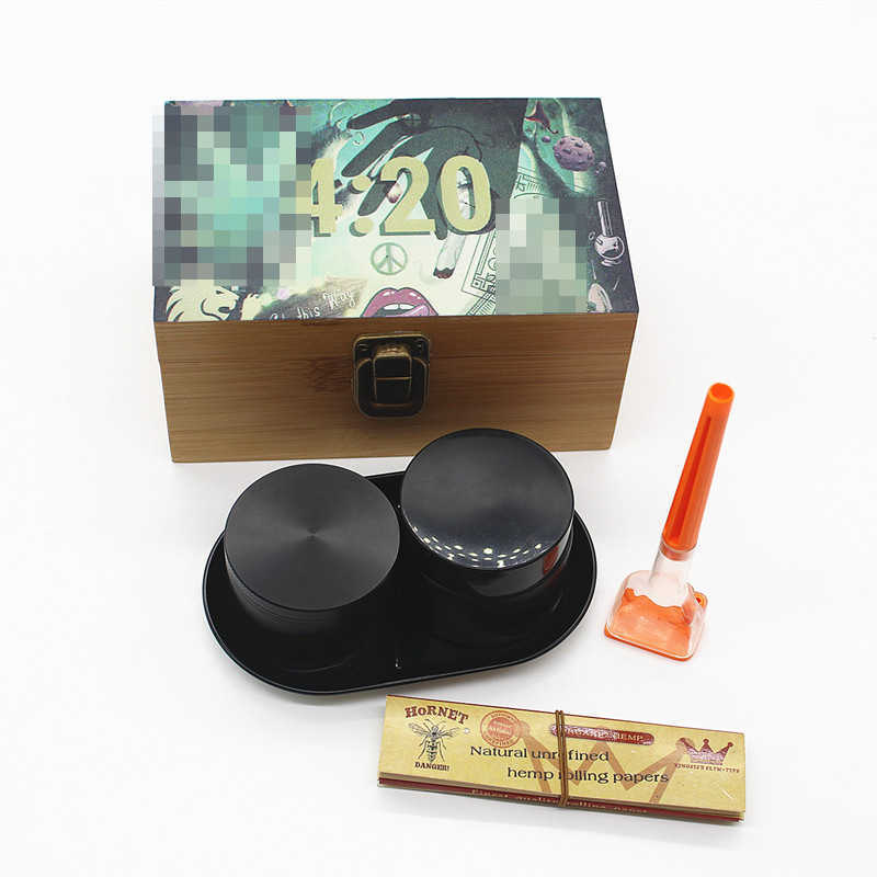 

Hookahs Mini Smoke Kits Include Rolling Tray Grinder Smokeing Sets For Creative Smoking Pipe Set With Cigarette Case Herb Tobacco Pipe with Wooden Box