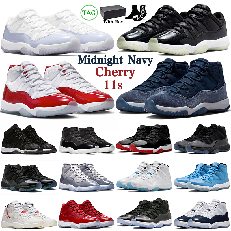 

With Box 11 Basketball Shoes Jumpman 11s Men Women Midnight Navy Royal Blue Cool Grey Cherry Pantone Pure Violet Concord Gamma Blue mens, Low bred