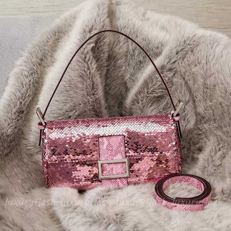 

Designers Shoulder Baguette Bag for Women Highs Quality Luxurys 4 Color Fashion Crossbody Bags New Ladies Totes Bling Handbags Purses, Pink