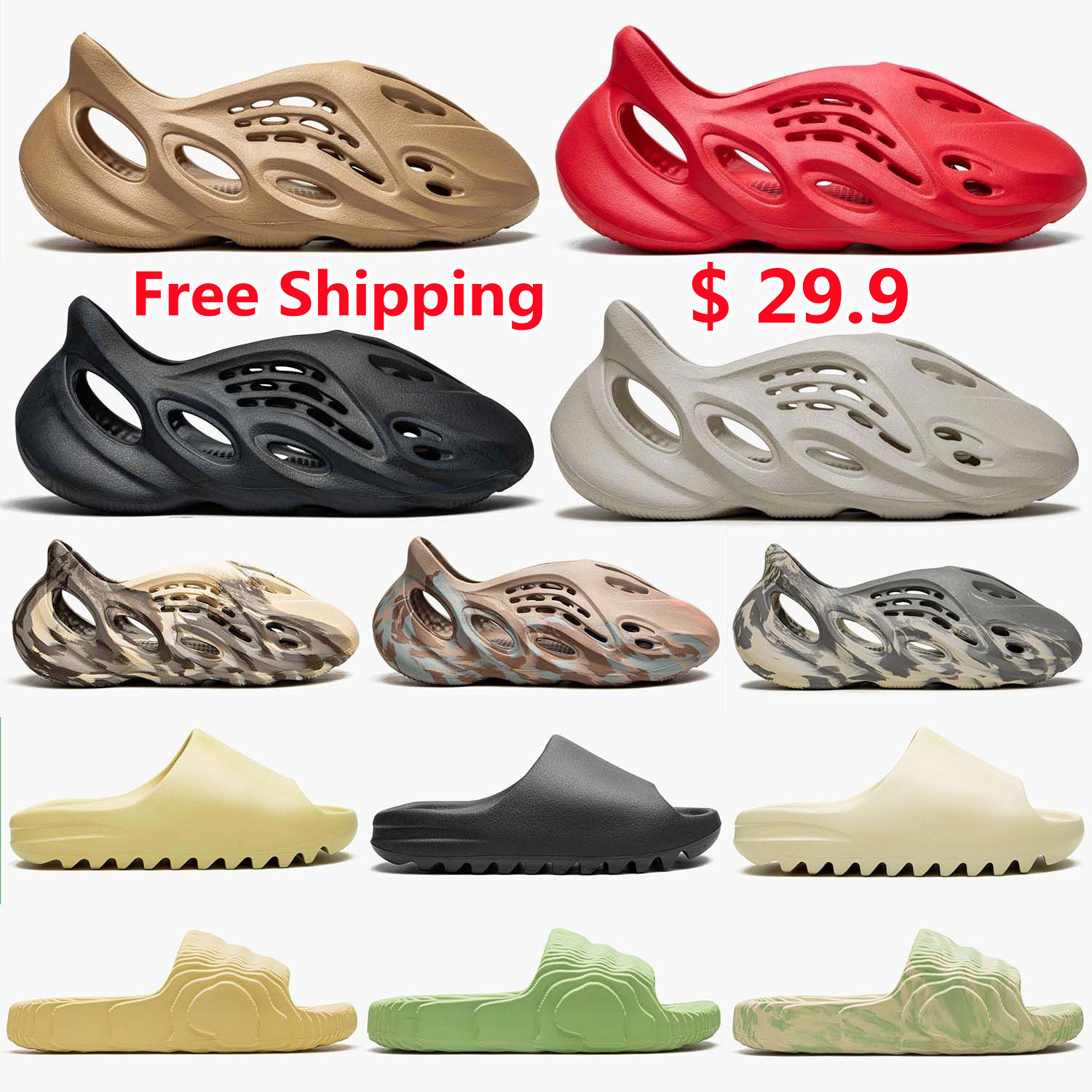 

Designer Slippers Men Woman slider Foam Runner Vermillion Mineral Blue Onyx Pure Sandals Slide Slipper Ochre Bone Resin Clog Desert Ararat runr slides shoe