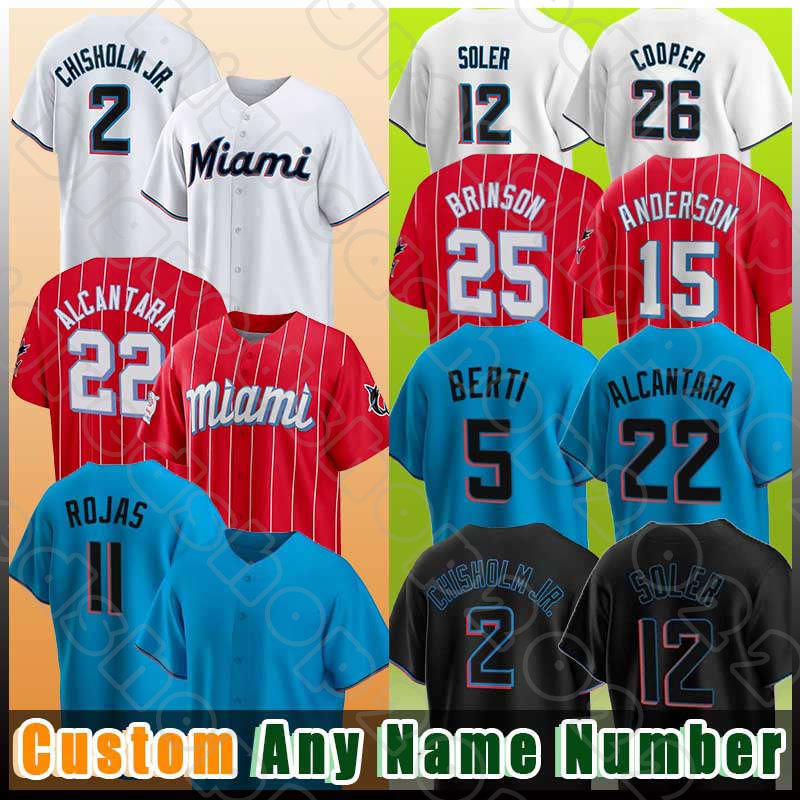 

22 Sandy Alcantara 26 Garrett Cooper Baseball Jerseys 2 Jazz Chisholm Jr. Miguel Rojas Miami Jon Berti Brian Anderson Jorge Soler Joey Wendle Pablo Lopez Stallings, Black