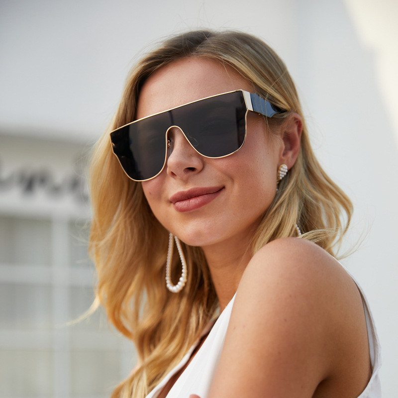 

Top Luxury Fashion Sunglasses Women Sunglass for Men Designer Conjoined Square Gradient Brands Mental Sunglasses Oculos De Sol With Box