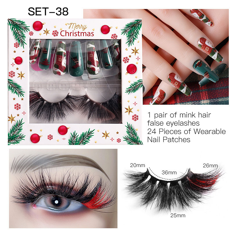 

Nails and Eyelashes Suit Fashion Christmas Makeup Tools Handmade Thick Long Lash Press On Nail Kit New