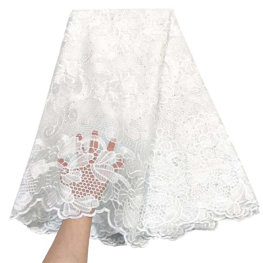 

2023 High African Lace Fabric 5Yards French Tulle Lace Material With Stones