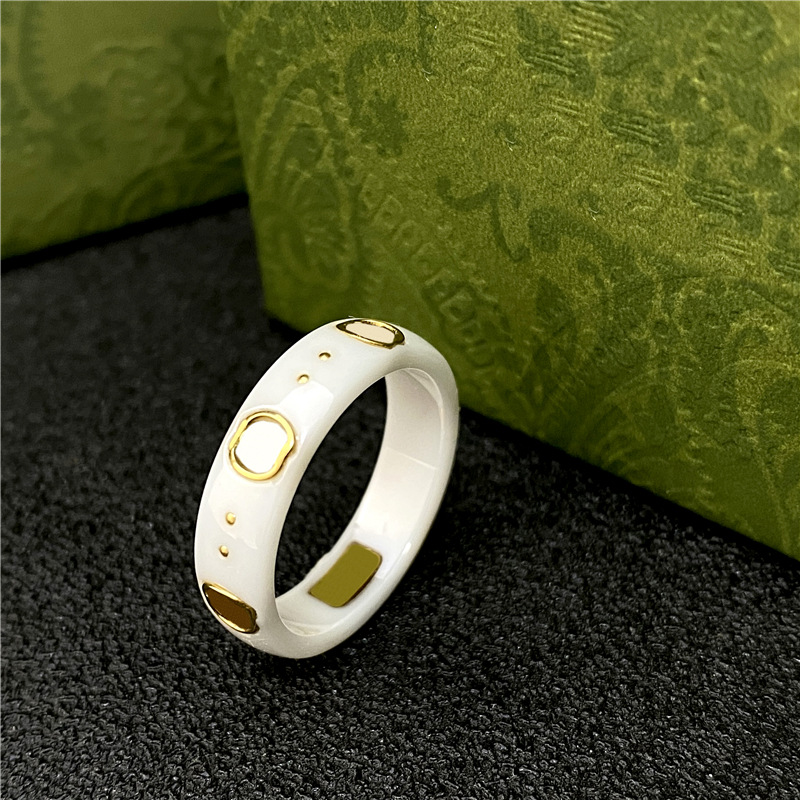 

Designer mens rings Ceramic Band g letter Rings Black White for Women Men jewelry Gold Ring