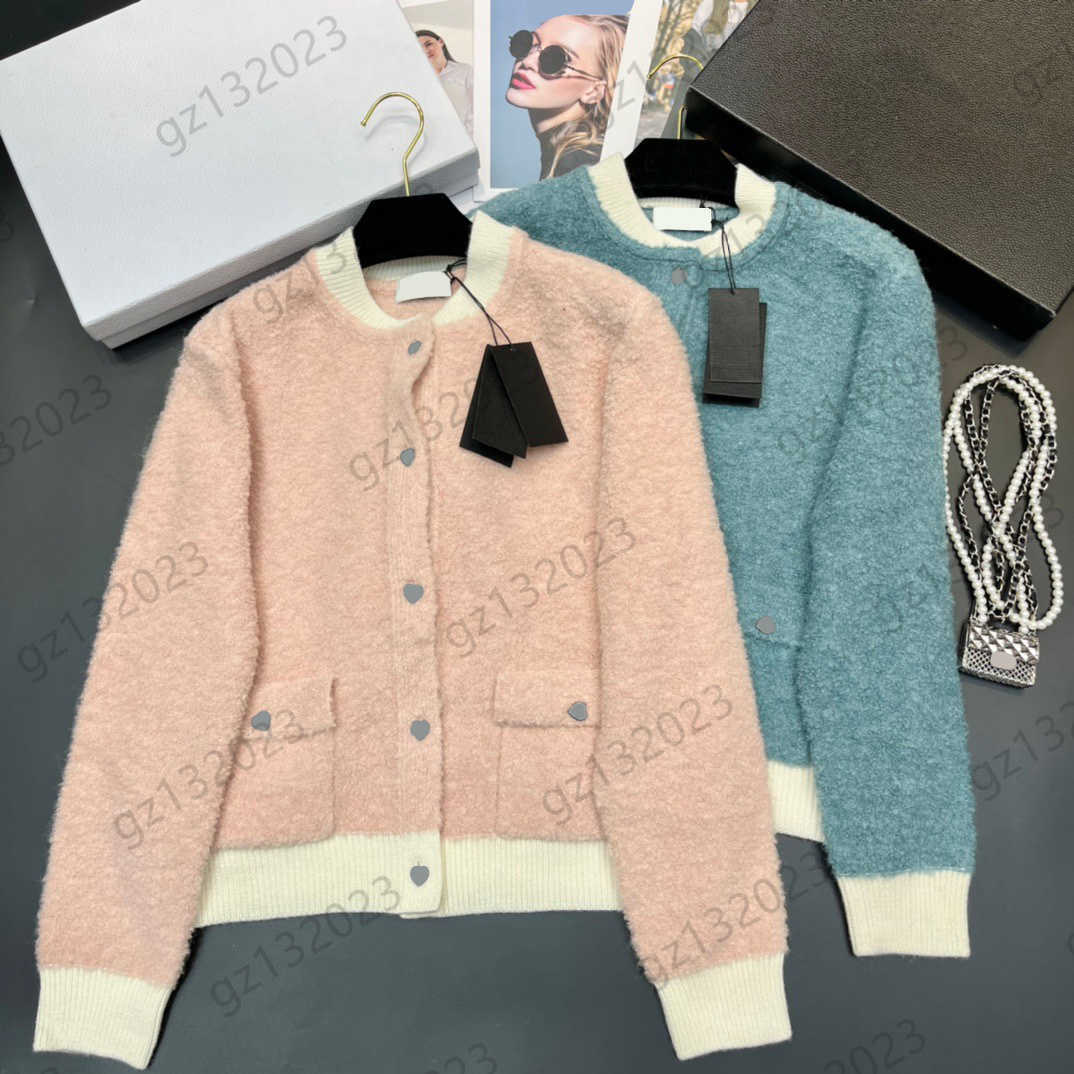 

Cardigan Womens Sweater Spliced Thread Round Collar Button Open Long Sleeves Knit Sweaters Back Letter Logo Diamonds Ornament Warm Knitwear Women Clothing 4 Colors