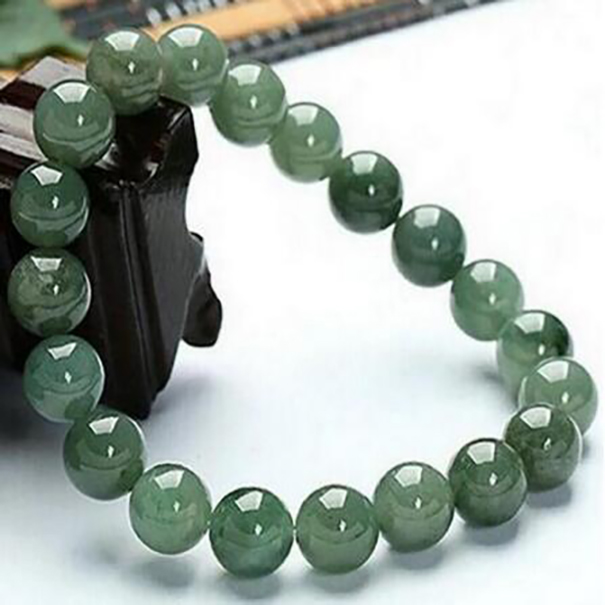 

Chinese 100% Natural Hetian Nephrite Jade Bangle Bead Bracelet 12MM