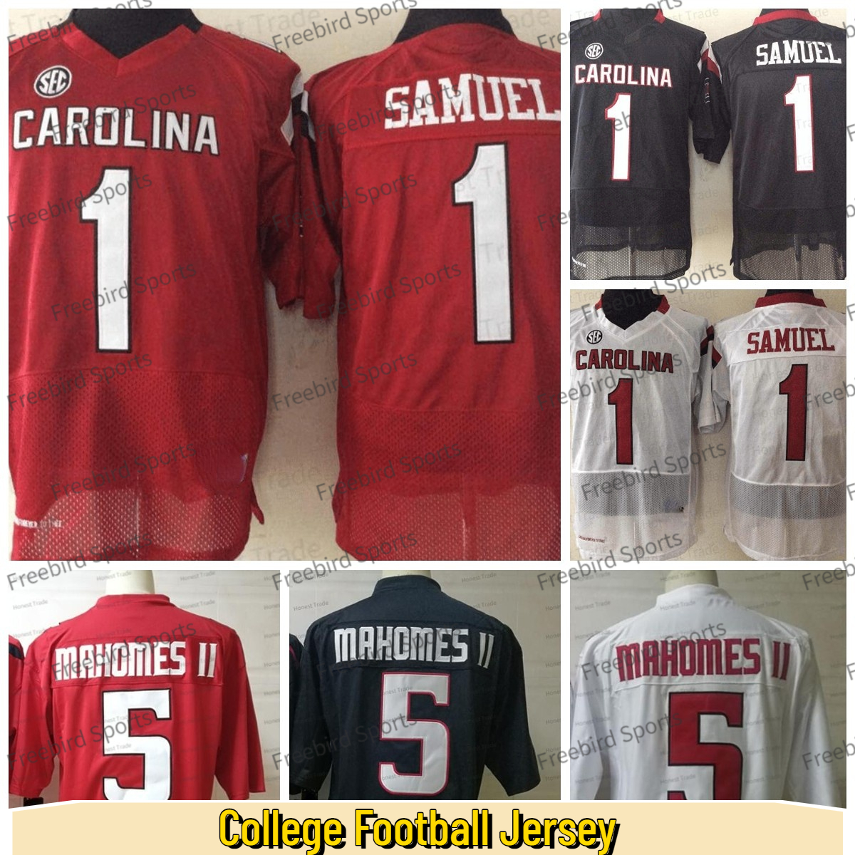 

NCAA 1 Deebo Samuel Football Jersey Men South Carolina 5 Patrick Mahomes II Texas Tech Red White College Mens Jersey Stitched Mesh