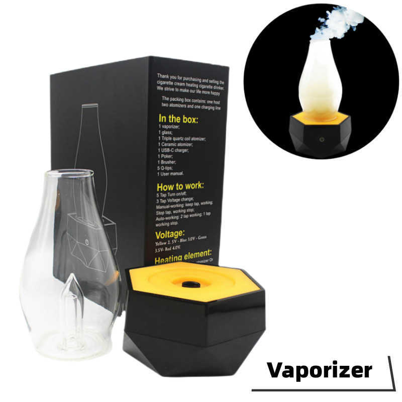 

Hookah set Glass bottle with light charging base vaporizer wax oil electric dab rigs water bongs Electronic atomizer USB glass device