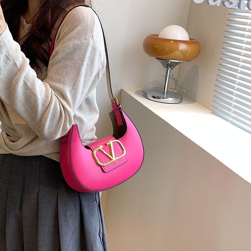 

New PU extravagant small round women's shoulder armpit bag moon messenger handbag europe and america cross-border fashion bags, Grey