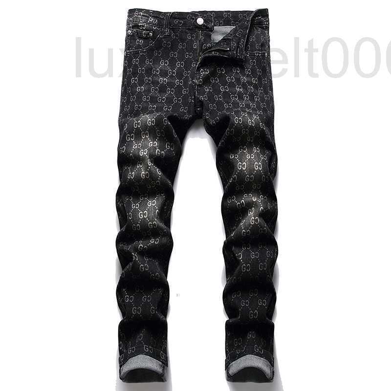

Men's Jeans designer Black Slim Print Pantalons pour hommes 2022 Autumn Micro-elastic Trendy Denim Pants Vaqueros de los hombres G4JT, 3265