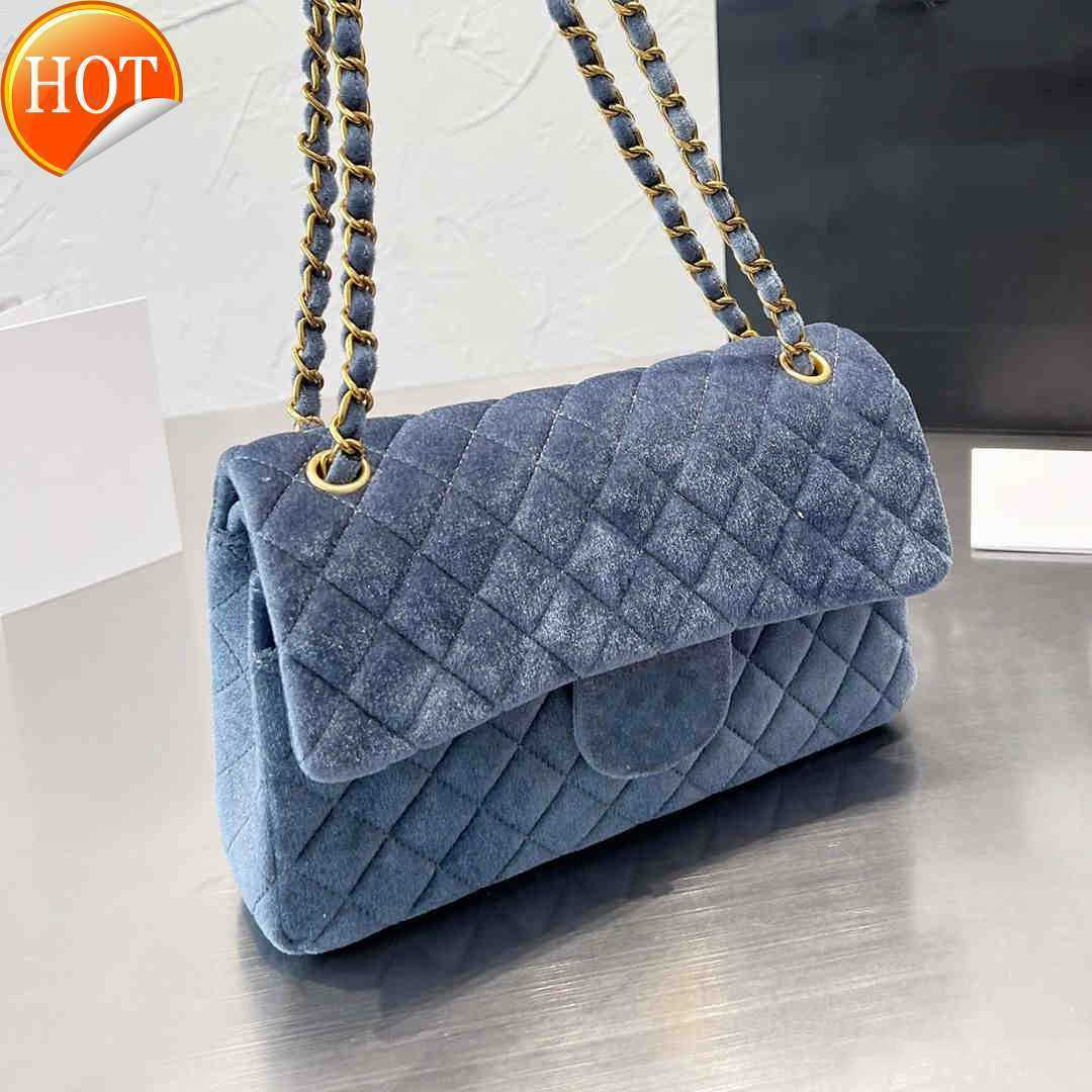 

Women's Luxury Designer Shoulder Bags Fashion Classic High Quality Velvet Messenger Bag Texture Gold Metal Chain Crossbody Bag Factory Direct Sales, Blue