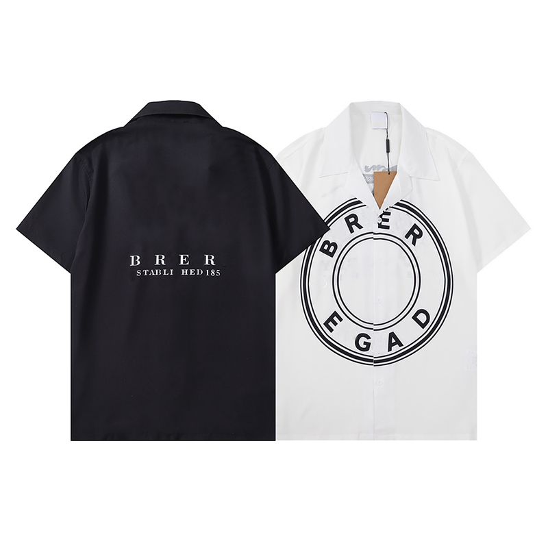 

Men's Shirts Stretch Soft Fashion Casual Short Sleeve Tops Designer Brand 3D Letters Printing 2023 Spring Mens Clothing Wrinkle-Free Size M-XXXL Black White