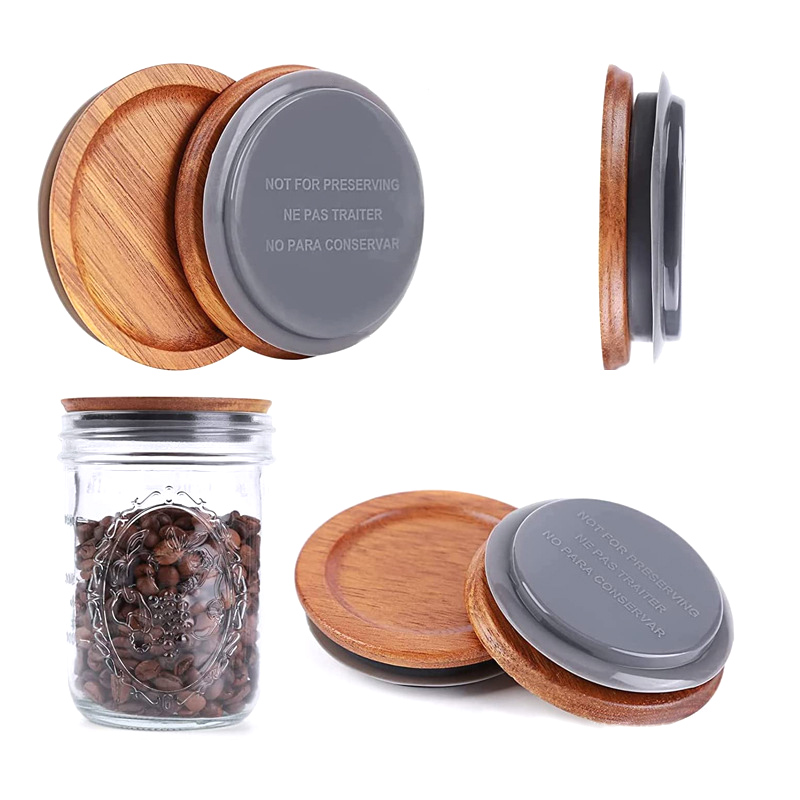 

Natural Wooden Beverage Drinkware Lid 70mm 90mm Environment Friendly Round Bottle Cap Jar Bamboo Lids