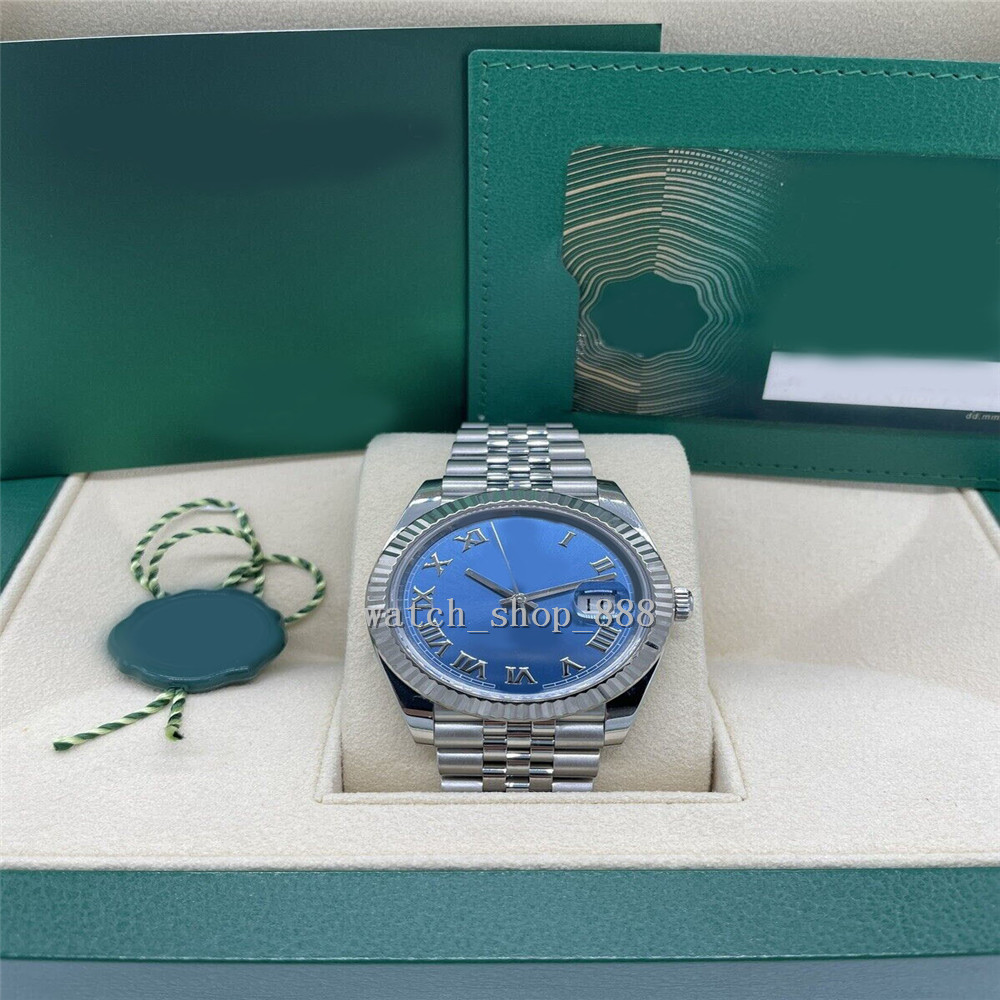 

Luxury Wristwatch Datejust 41mmAzzurro Blue Roman Numerals Dial Jubilee Bracelet Watch Men's Automatic Watch 126334