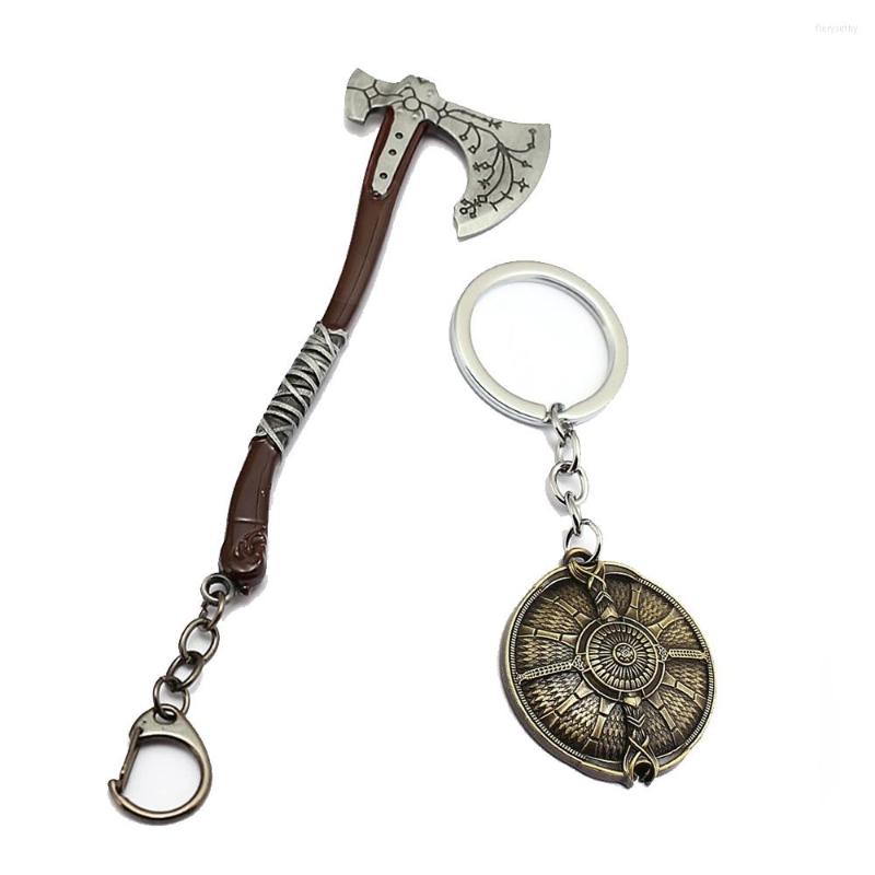

Keychains God Of War 4 Leviathan Key Chain Metal Keyrings Kratos Guardian Shield Axe Charm Pendant Llaveros Car Keychain Game Jewelry