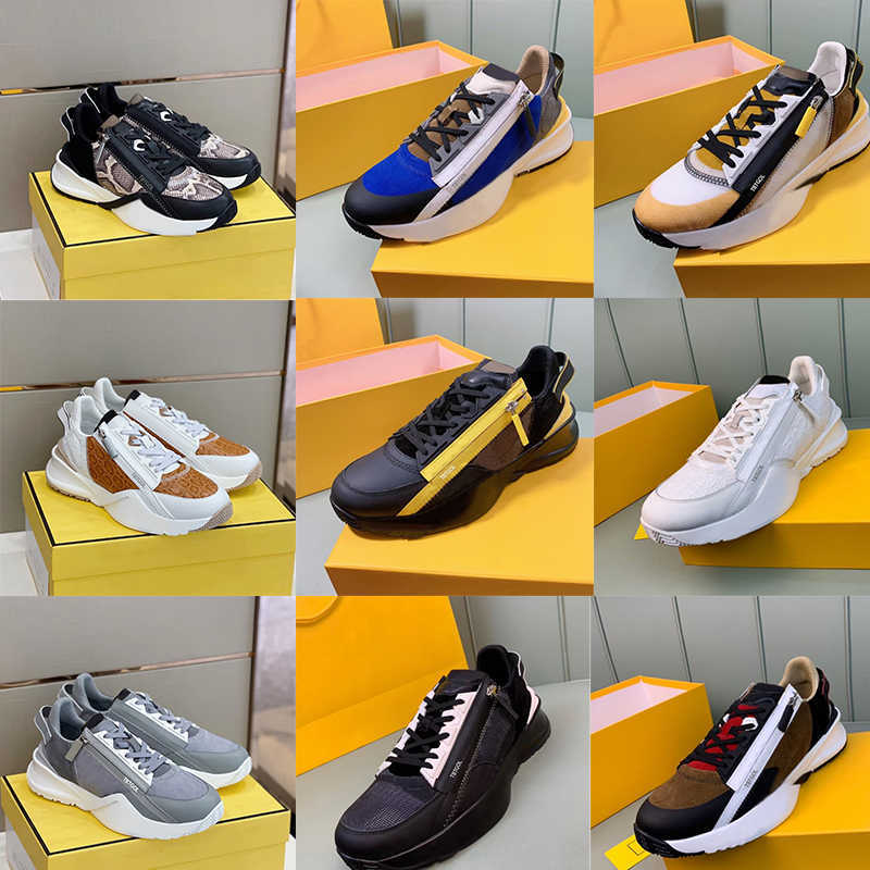 

Designer Shoes Low-cut Nylon Runner Trainers Men Sports Zipper Flow Sneakers Top Suede Platform Leather Black White Rubber Runner Outdoor Shoe With Box NO259, 15