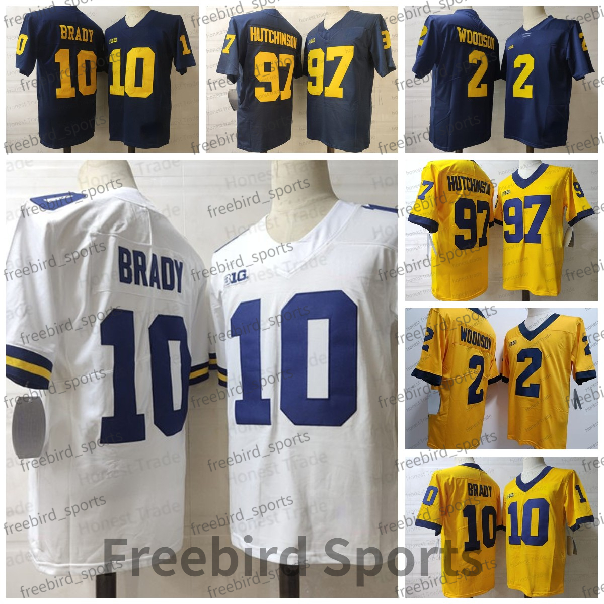 

NCAA 10 Tom Brady Football Jersey Michigan Wolverines 97 Aidan Hutchinson 2 Charles Woodson Yellow White Navy Blue Mens Jerseys Stitched Outdoors, Men navy jersey