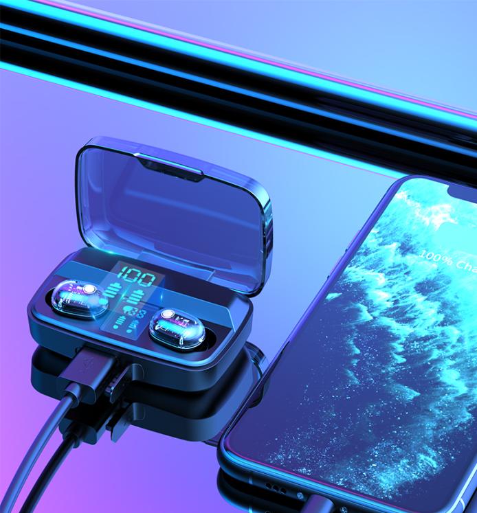 

Power Bank LED Display Charging Case BT 50 Headphones True Stereo Earbuds TWS Wireless Earphones Bluetooth4082260, Black