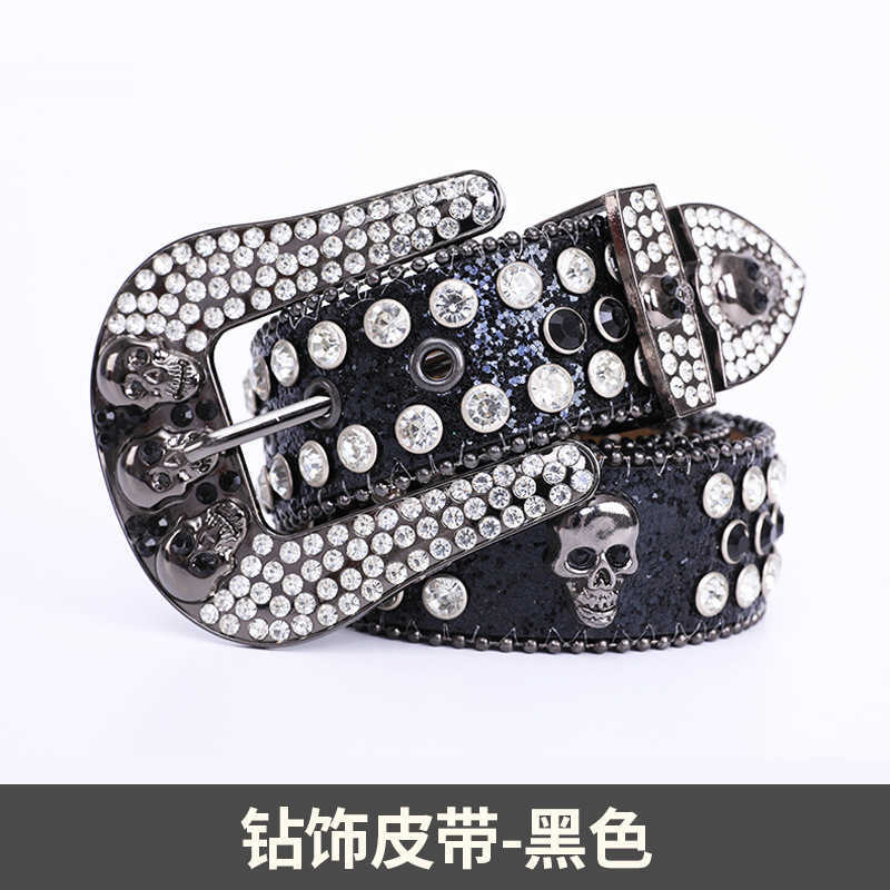 

s Adhesives Explosives Skull Head Water Diamond Punk Belt, Gray