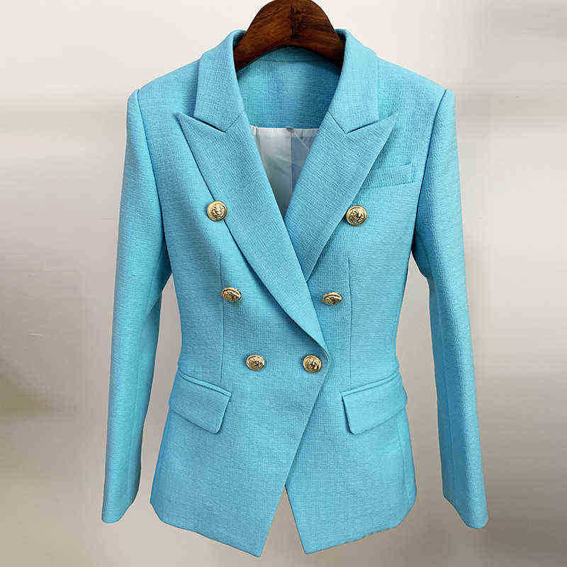 

Cotton Linen Blazer Women Jackets Spring New Green Blue Black White Double Breasted Button Office Ladies Women Blazers Suit J220813, Mint green-h90700