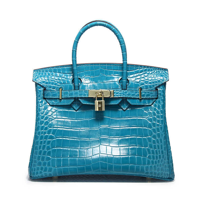 

Designer Bags Hem Handbags Women Cluth Fashion Home Crocodile Pattern Leather Women's First Layer Cow Big Commuter Versatile Handheld Togo, Peacock blue