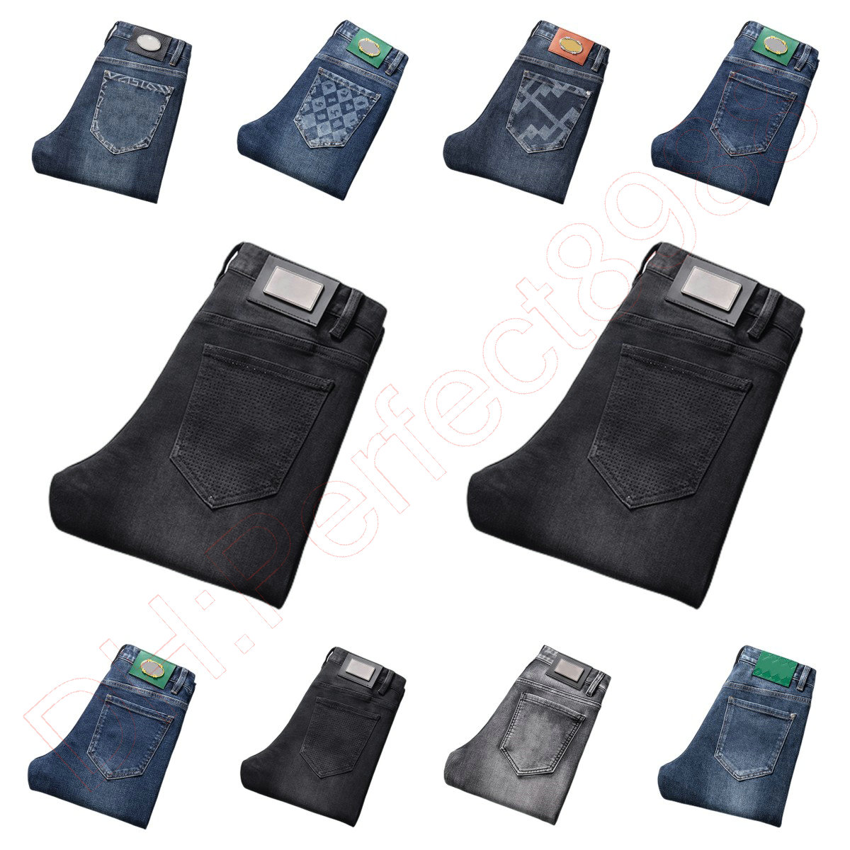 

New JEANS chino Pants pant Men's trousers Stretch Autumn winter close-fitting jeans cotton slacks washed straight business casual KF9922, Kf-9919