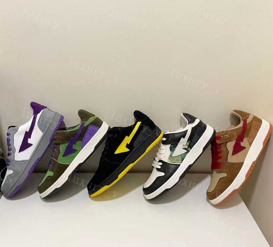 

Casual Shoes Bapestas Shoes Sports Trainers Platform Sneakers White Black Green Camo Red Women Mens Bapesta M1 Suede, Color 3