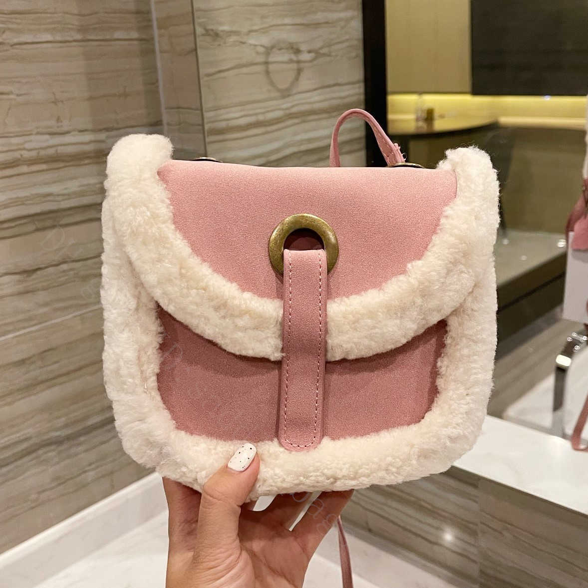 

soft Cute Saddle new popular designer fashion bags lady highs quality shoulder hot cross body drew handbags women letter card holder Top wallets wool winter purse, Color c