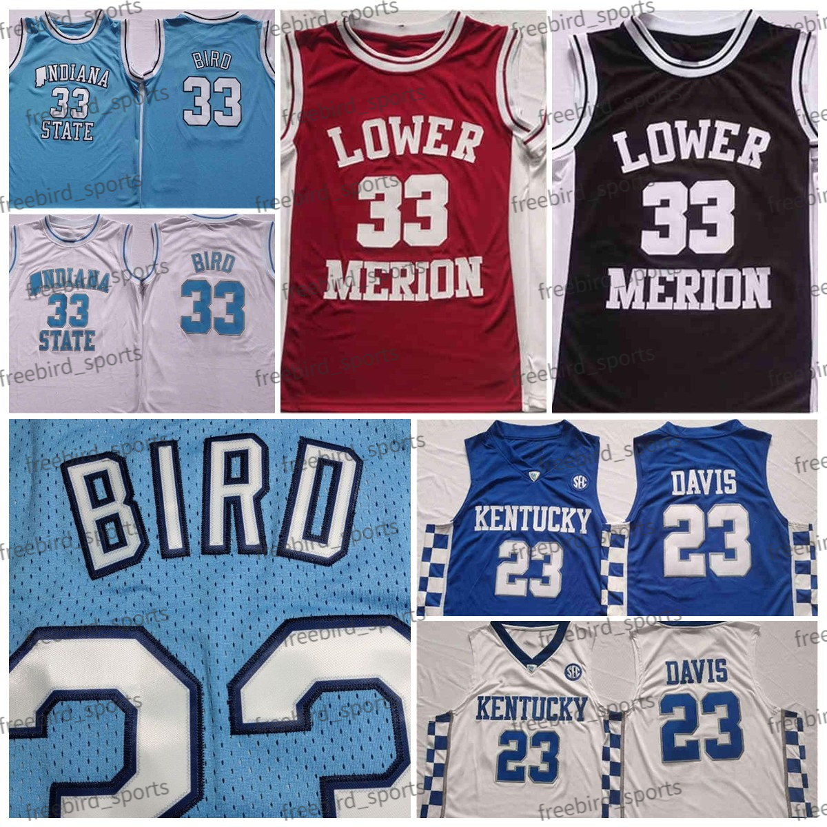 

NCAA Indiana State Sycamores 33 Bird Basketball Jersey 23 Davis 11 Wall Baby Blue Kentucky Blue Lower Merion High Schoo Black 33 Jerseys Mens, Men jersey